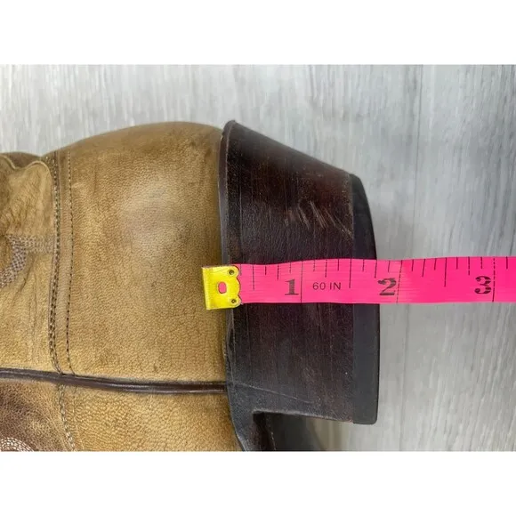 Lucchese 72098 Men's Boot Western Cowboy Embroidered Leather Pull-On 8.5D Brown