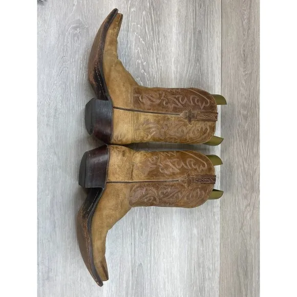 Lucchese 72098 Men's Boot Western Cowboy Embroidered Leather Pull-On 8.5D Brown