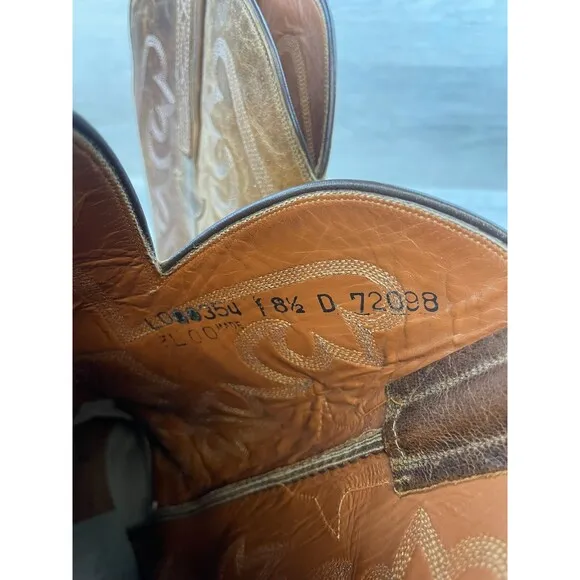 Lucchese 72098 Men's Boot Western Cowboy Embroidered Leather Pull-On 8.5D Brown