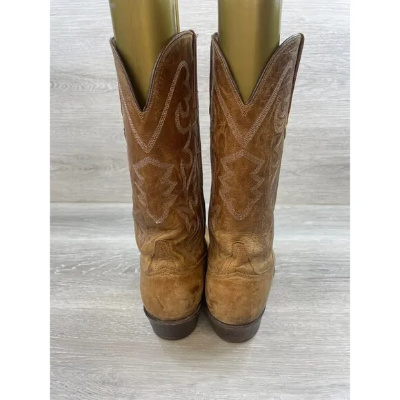 Lucchese 72098 Men's Boot Western Cowboy Embroidered Leather Pull-On 8.5D Brown