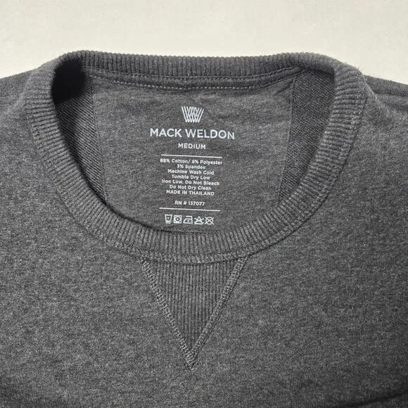 Mack Weldon Mens Sweater Pullover Scoop Neck Long Sleeve Gray Medium M