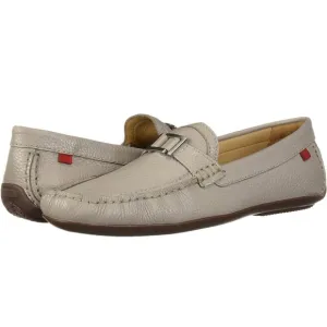 Marc Joseph Gray Leather Slip-On Loafers with Moccasin Stitching