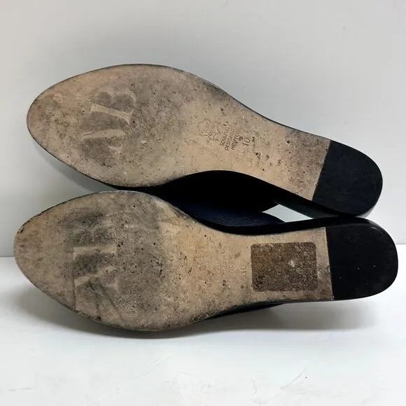 Matt Bernson Finch Round-Toe Mules Navy Blue Pebbled Leather Women's Size 10