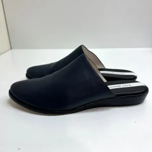 Matt Bernson Finch Round-Toe Mules Navy Blue Pebbled Leather Women's Size 10