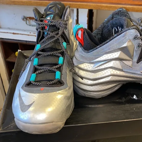 Men Metallic Silver Chuck Posite Charles Barkley Basketball Shoes 12