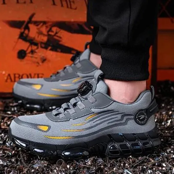 Men Work Safety Shoes Steel Toe Cap Rotating Button Comfort Breathable Sneakers