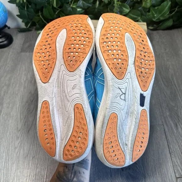 MENS ASICS GEL NIMBUS 25 RUNNING SHOES SIZE 11 BLUE ORANGE WHITE 1011B547