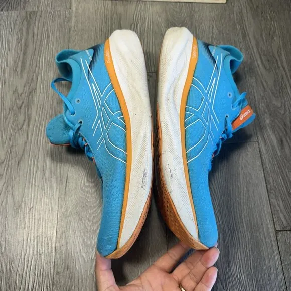 MENS ASICS GEL NIMBUS 25 RUNNING SHOES SIZE 11 BLUE ORANGE WHITE 1011B547