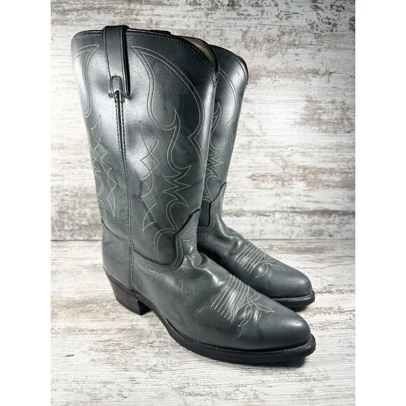 Men's Dingo Gray Leather Western Cowboy Boots Sz 10.5 Extra Wide