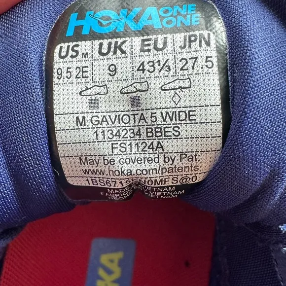 Men’s HOKA Gaviota 5, size 9.5 Wide