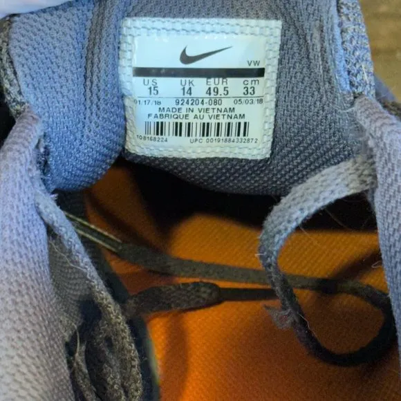 Mens Nike Flex Control II Gray Athletic Training Shoes Sneakers‎ Size 15 M GUC