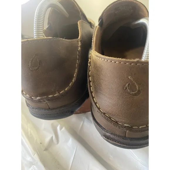 Men's Olukai   Moloa Brown Leather Slip-On Comfort Shoes-Size 11.5M-Very Nice