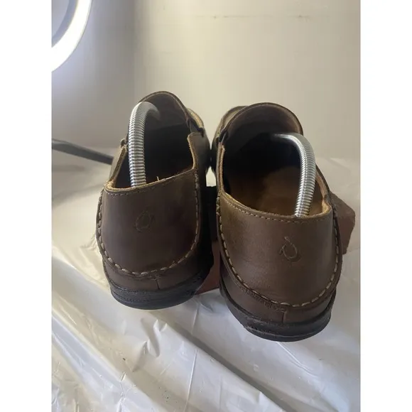 Men's Olukai   Moloa Brown Leather Slip-On Comfort Shoes-Size 11.5M-Very Nice