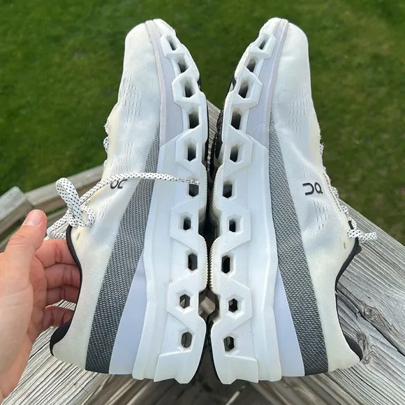 Men’s ON cloud ON Running Cloudmonster Shoes White Black Size 11.5