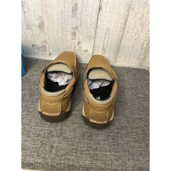 Mens Ped Lite Brown Tan Leather Oliver Strap Shoes Size 11 Wide