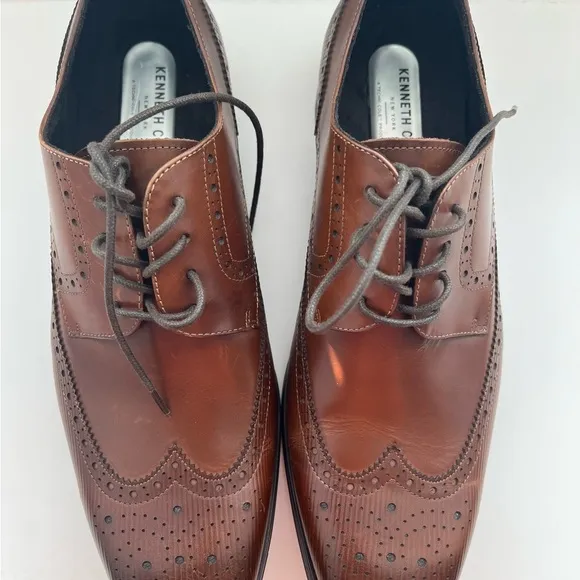 Men's Shoes Kenneth Cole BRANT Leather Lace Up Oxfords KMF8109LE COGNAC - NEW!!!