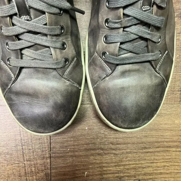 Mens Magnanni Gray Leather Lace Up Sneakers Shoes Size 10‎ M GUC Made in Spain