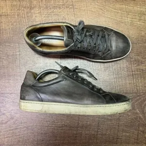 Mens Magnanni Gray Leather Lace Up Sneakers Shoes Size 10‎ M GUC Made in Spain