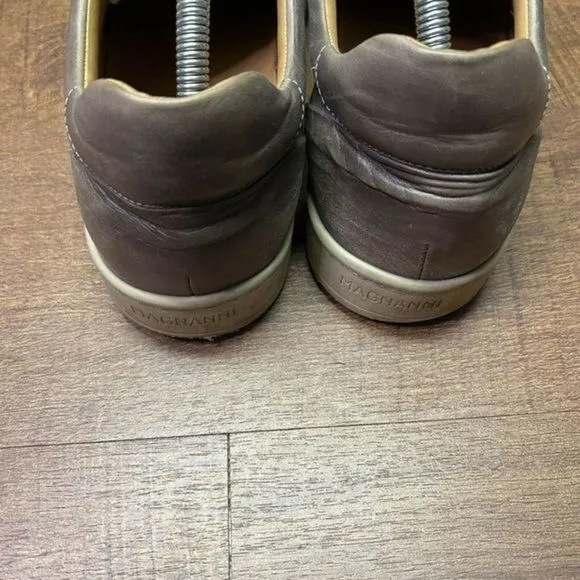 Mens Magnanni Gray Leather Lace Up Sneakers Shoes Size 10‎ M GUC Made in Spain