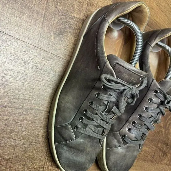 Mens Magnanni Gray Leather Lace Up Sneakers Shoes Size 10‎ M GUC Made in Spain