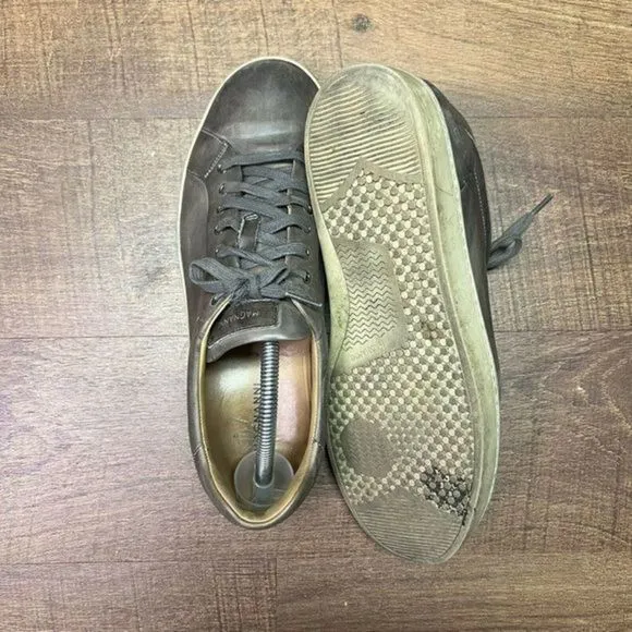 Mens Magnanni Gray Leather Lace Up Sneakers Shoes Size 10‎ M GUC Made in Spain