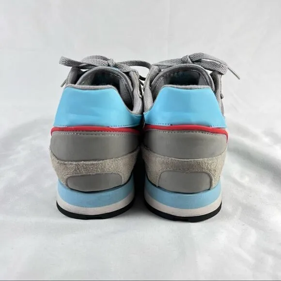 Mens Reebok Classic Foam &amp; Rubber Sole Suede Running Shoe Grey Blue Red 6.5