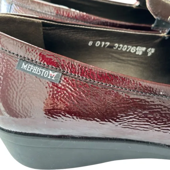 Mephisto Air Jet Leather Slip On Wedge Loafer Comfort Shoes Size 9 Burgundy
