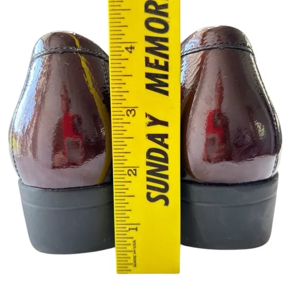 Mephisto Air Jet Leather Slip On Wedge Loafer Comfort Shoes Size 9 Burgundy