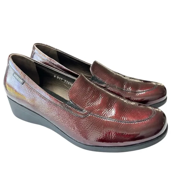 Mephisto Air Jet Leather Slip On Wedge Loafer Comfort Shoes Size 9 Burgundy