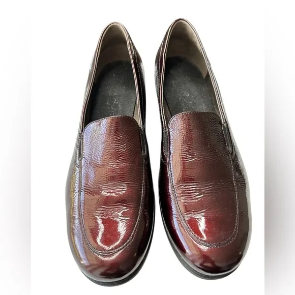 Mephisto Air Jet Leather Slip On Wedge Loafer Comfort Shoes Size 9 Burgundy