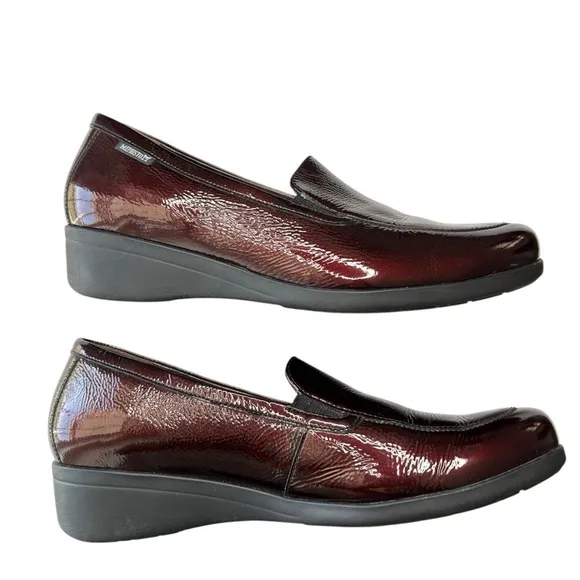 Mephisto Air Jet Leather Slip On Wedge Loafer Comfort Shoes Size 9 Burgundy