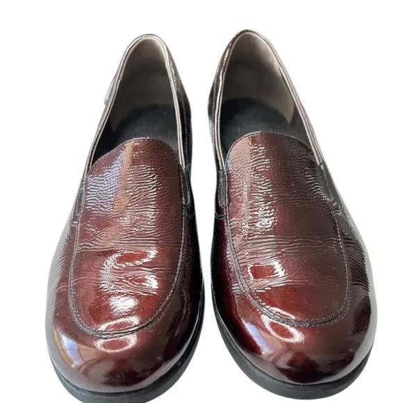 Mephisto Air Jet Leather Slip On Wedge Loafer Comfort Shoes Size 9 Burgundy