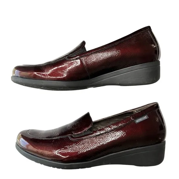 Mephisto Air Jet Leather Slip On Wedge Loafer Comfort Shoes Size 9 Burgundy