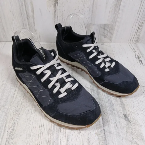 Merrell Alpine Suede Mesh Lace-Up Trail Sneakers Black Gray Low Top Shoes #1050