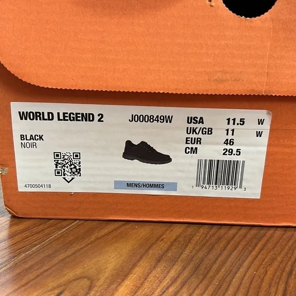 Merrell World Legend 2 Oxford Lace-Up Shoes Black NIB Size 11.5 W