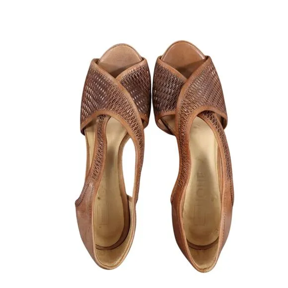 Michael Jolie Shoes Women 39 Pumps Platform Leather Fashion Criss Cross Peep Toe