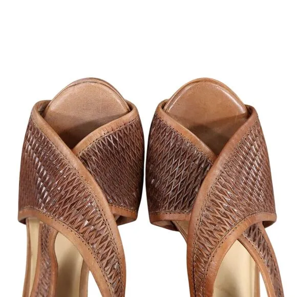 Michael Jolie Shoes Women 39 Pumps Platform Leather Fashion Criss Cross Peep Toe