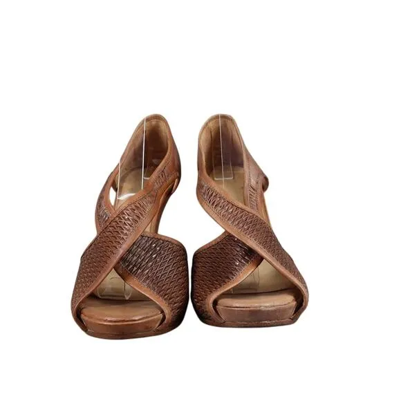 Michael Jolie Shoes Women 39 Pumps Platform Leather Fashion Criss Cross Peep Toe