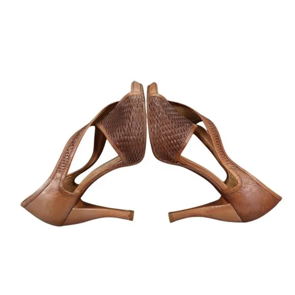 Michael Jolie Shoes Women 39 Pumps Platform Leather Fashion Criss Cross Peep Toe