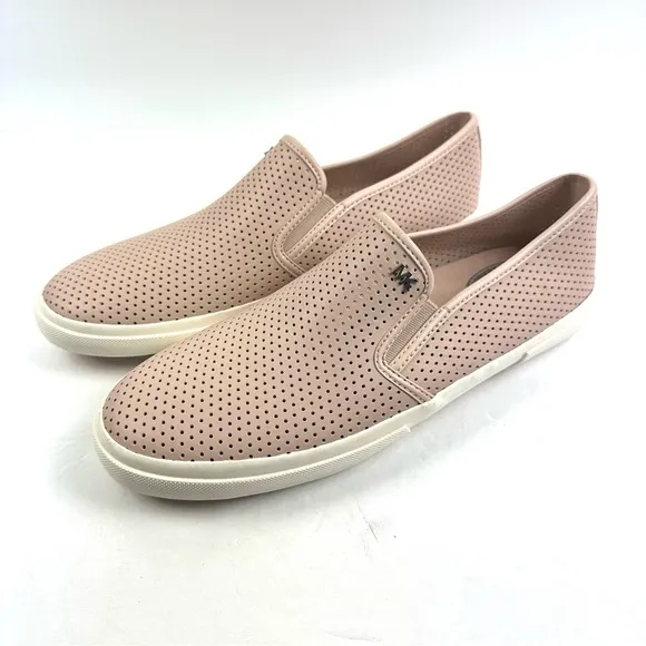 Michael Kors Keaton Slip On Shoes 10 Natural Pink Boerum Leather Perforated New