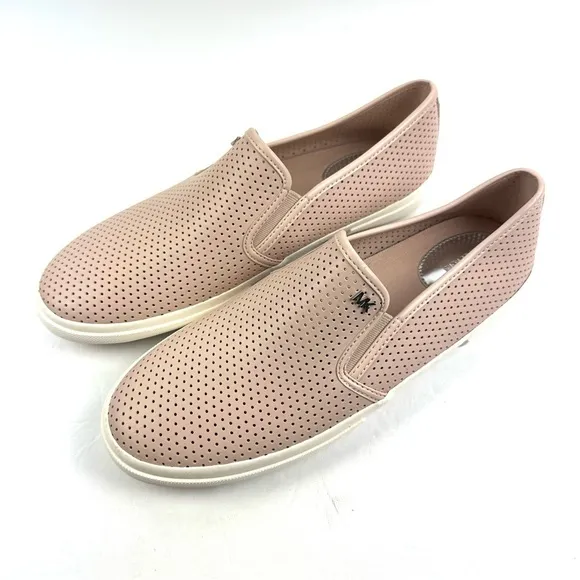 Michael Kors Keaton Slip On Shoes 10 Natural Pink Boerum Leather Perforated New