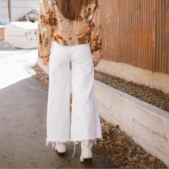 Mother swooned crop ankle gray white jeans in size 25