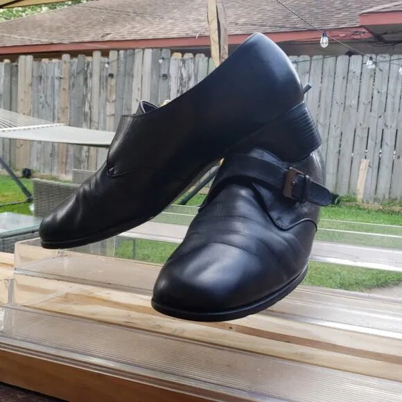 *MUNRO* AMERICAN PROPER SIZE PROPER FIT BLACK SOFT LEATHER OXFORDS* 9.5*