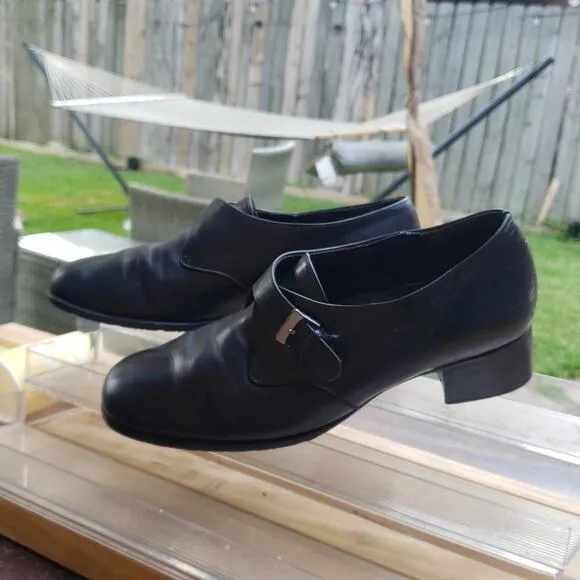 *MUNRO* AMERICAN PROPER SIZE PROPER FIT BLACK SOFT LEATHER OXFORDS* 9.5*