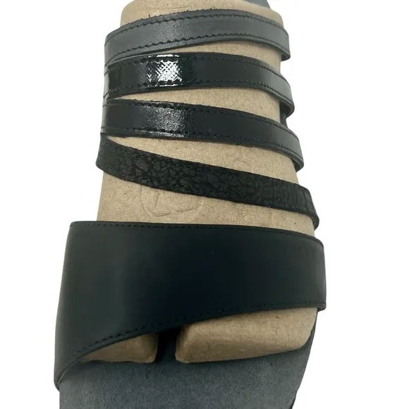 Naot Women's Peyton Black Strappy Slip On Wedge Sandals size 8/39 *NWT*