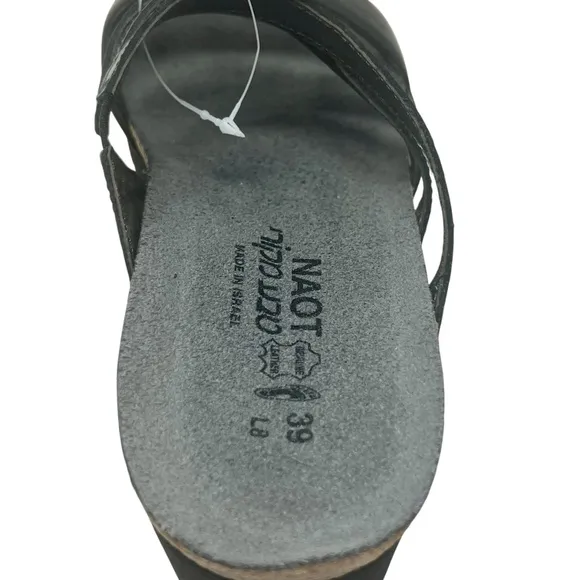 Naot Women's Peyton Black Strappy Slip On Wedge Sandals size 8/39 *NWT*