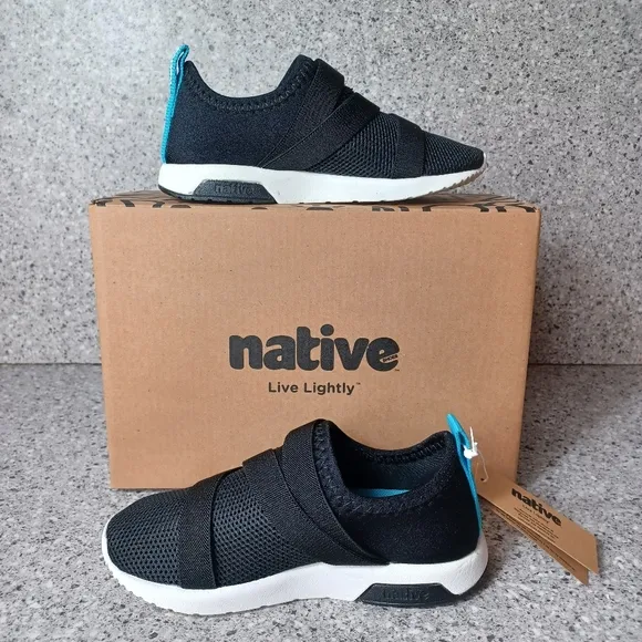 Native Laceless Black Slip-On Sneakers Breathable Comfortable Kids Shoes
