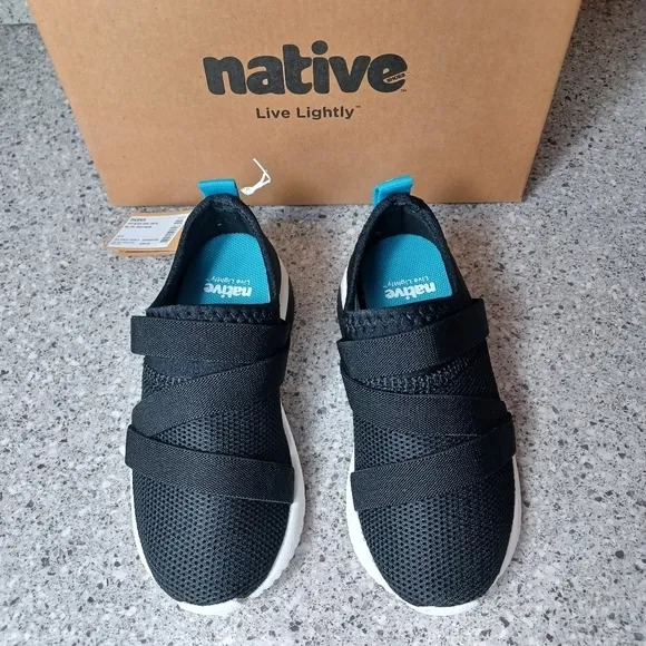 Native Laceless Black Slip-On Sneakers Breathable Comfortable Kids Shoes