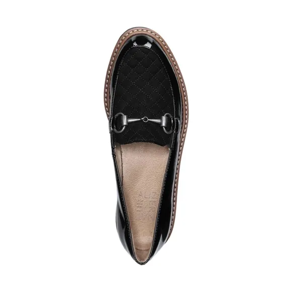Naturalizer Edina 11 Wide Black Patent Leather Slip-On Horsebit Loafer Shoes