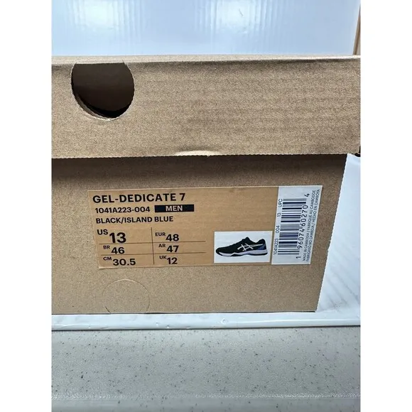 NEW Asics Gel Dedicate 7 Shoes Sneaker Black White Blue Size 13 1041A223-004